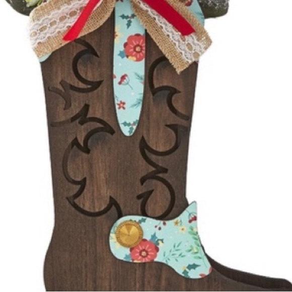 The Pioneer Woman Floral Wooden Boot Christmas Tabletop Decoration - Picture 5 of 6